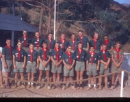The full camp staff in front of the 