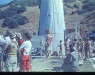 This is visitors day in 1957. It shows the beach, lighthouse and buddy board.